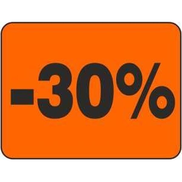 Sonderpreis-Etiketten "30%" - 3.000 Werbe-Aufkleber 31 x 23,5mm leucht-rot