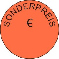 Sonderpreis-Etiketten "Sonderpreis Euro" - 3.000 Werbe-Aufkleber Ø 30mm leucht-rot
