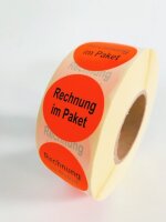 Haft-Etiketten "Rechnung im Paket" - 1.000 Aufkleber leucht-rot