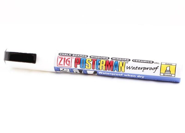 POSTEN - 5 x ZIG Posterman Postermarker 5mm - wasserfeste Marker weiß