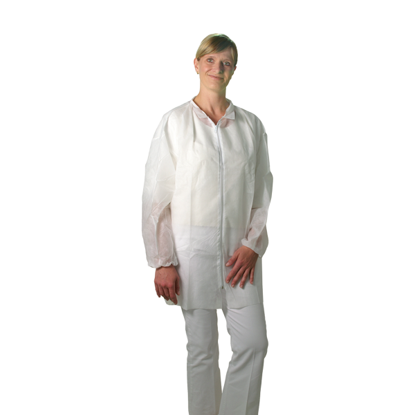 SALE - 50 Unigloves PP-Besuchermmäntel - weiß - mit Reißverschluss - Gr. XL