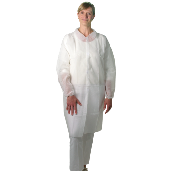 50 Unigloves PP-Besuchermäntel - weiß - mit Klettverschluss - Gr. XXL
