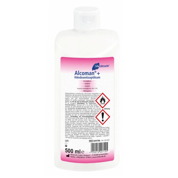 Alcoman +  - Handdesinfektionsmittel - 18 x 500 ml - Händedesinfektion