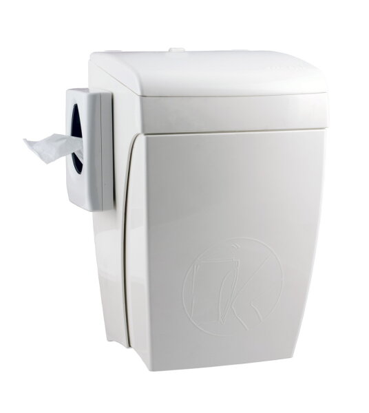 PlastiQLine Hygiene-Abfallbehälter - mit Kniebedienung - Mülleimer - 8 L - weiß
