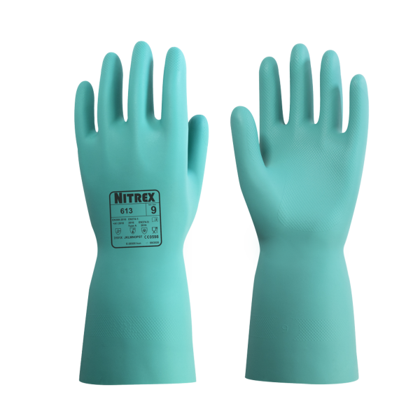 10 Nitrex 613 - Chemikalienschutz-Handschuhe - Sicherheitshandschuhe Grün XS-XL