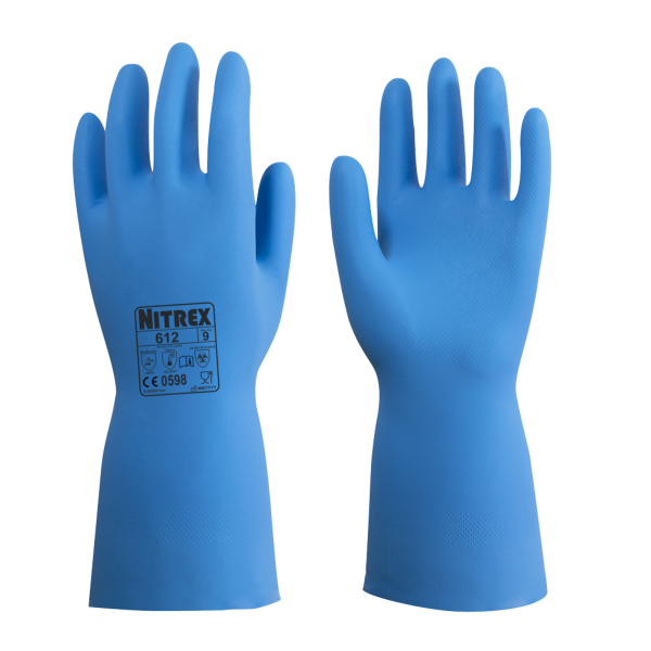 10 Nitrex 612 - Chemikalienschutz-Handschuhe - Sicherheitshandschuhe Blau XS-XXL