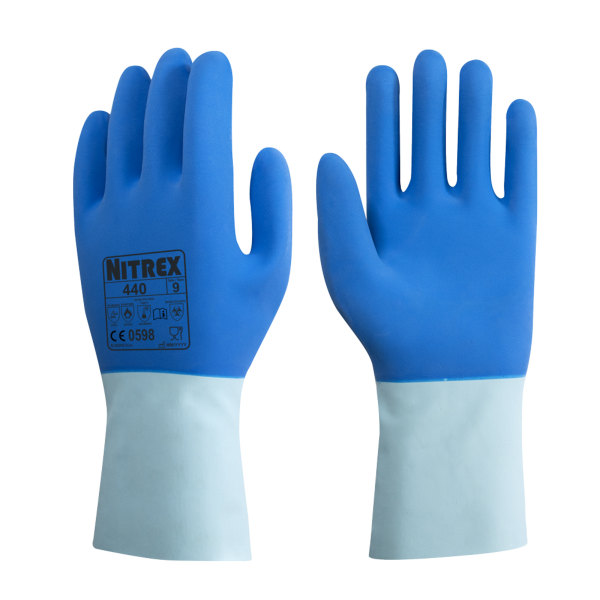 10 Nitrex 440 - Chemikalien-Schutzhandschuhe - Sicherheitshandschuhe Blau S-XXL