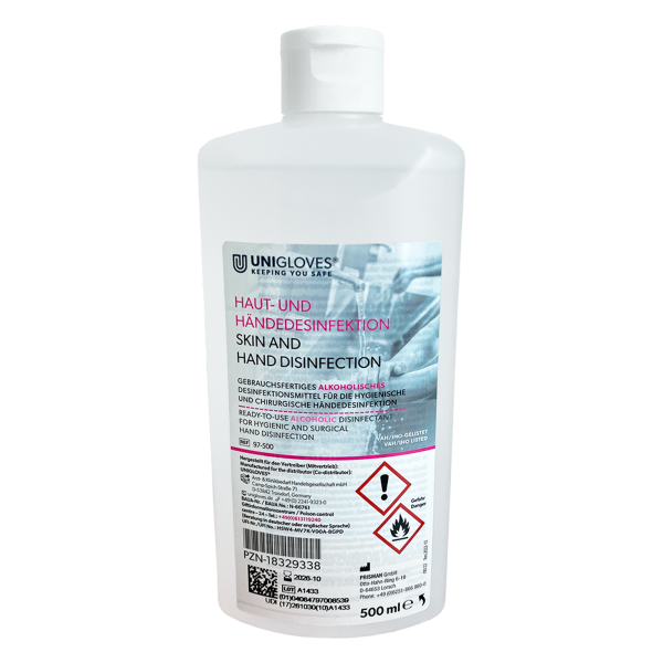 10 x 500ml Unigloves Händedesinfektion Desinfektionsmittel Biozid zugelassen
