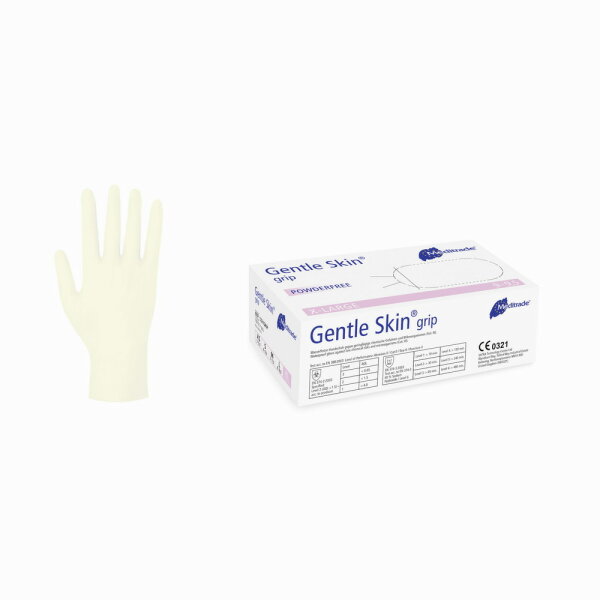 1000 Latex-Handschuhe Gentle Skin Grip - puderfrei - unsteril - sehr griffig - Gr. XS-XL