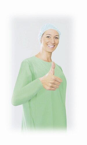 100 BeeSana PP-Schutzmantel 35g  - grün  - atmungsaktiv - Trikotbündchen - 140 x 140 cm - unsteril - Schutzkittel