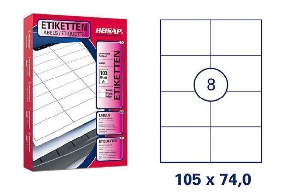 1.600 Bogenetiketten 105 x 74mm DIN A4 Universal-Aufkleber - 200 Bögen